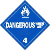 Placard Class 4.3: Dangerous When Wet, Domestic Standard Worded